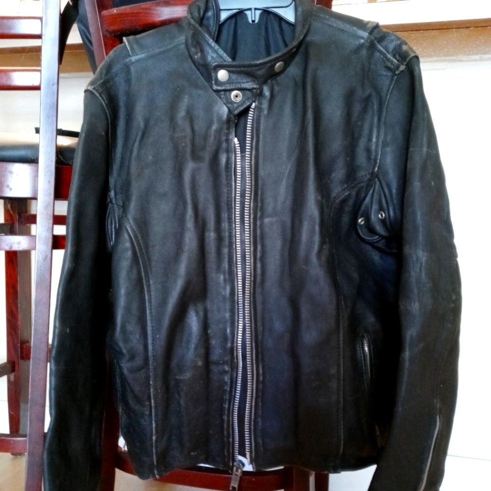 Vintage motorcycle women's jacket - size large thick leather